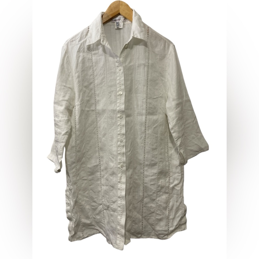 Vintage Apriori By Escada Linen Button Down 3/4 Sleeve Top